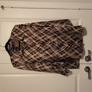 Susan Graver Silky Brown & Tan XL Blouse